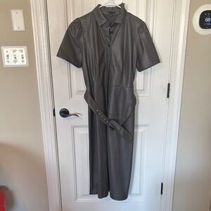 Ann Taylor Gray Puff Sleeve Sheath Dress